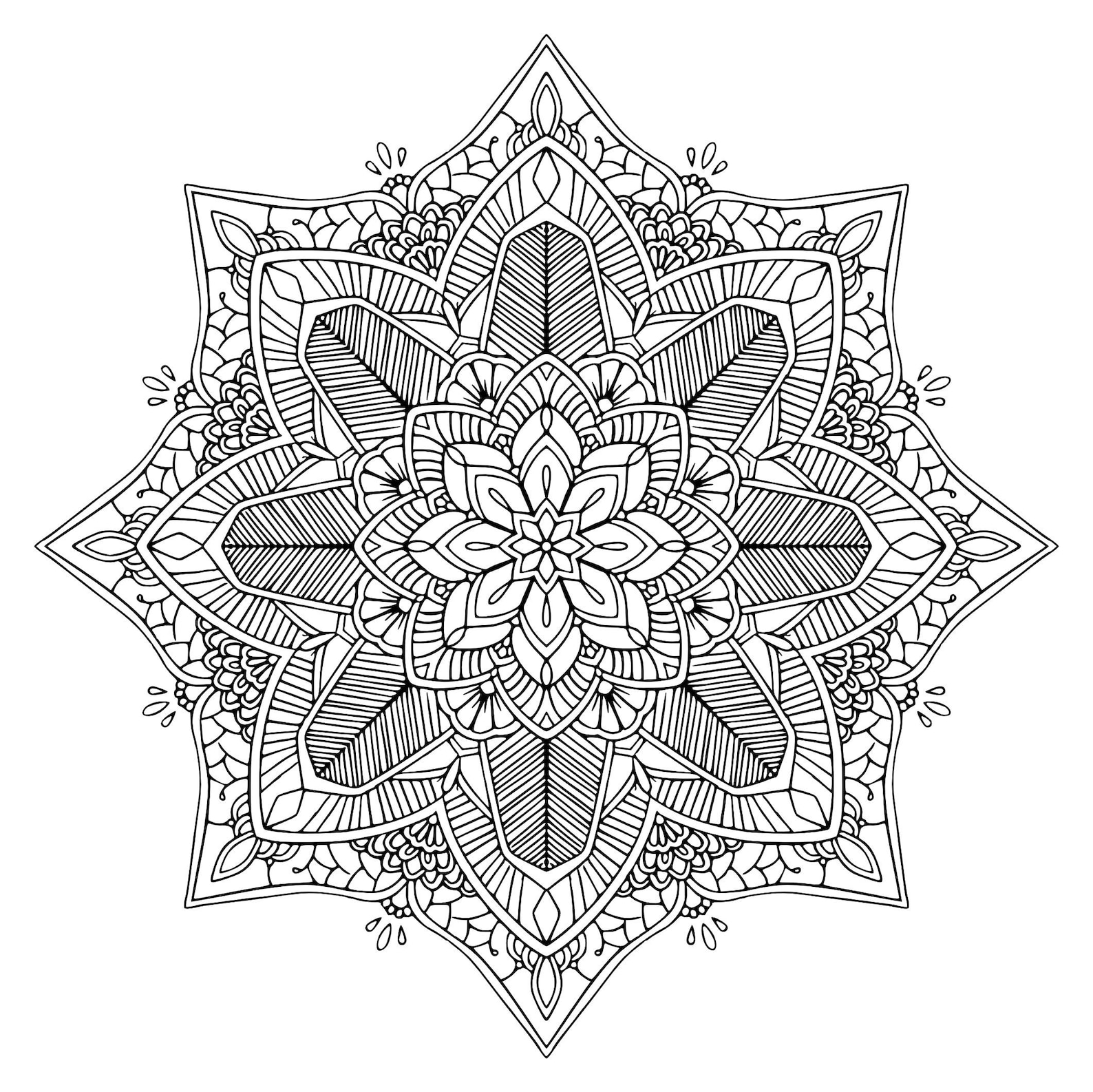 50 Detailed Meditative Mandala Print Out Coloring Pages PDF for Kids