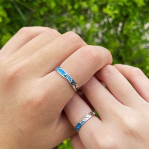 Meteor Galaxy Star Couple Matching Rings Set Silver Couple Rings Zodiac ...