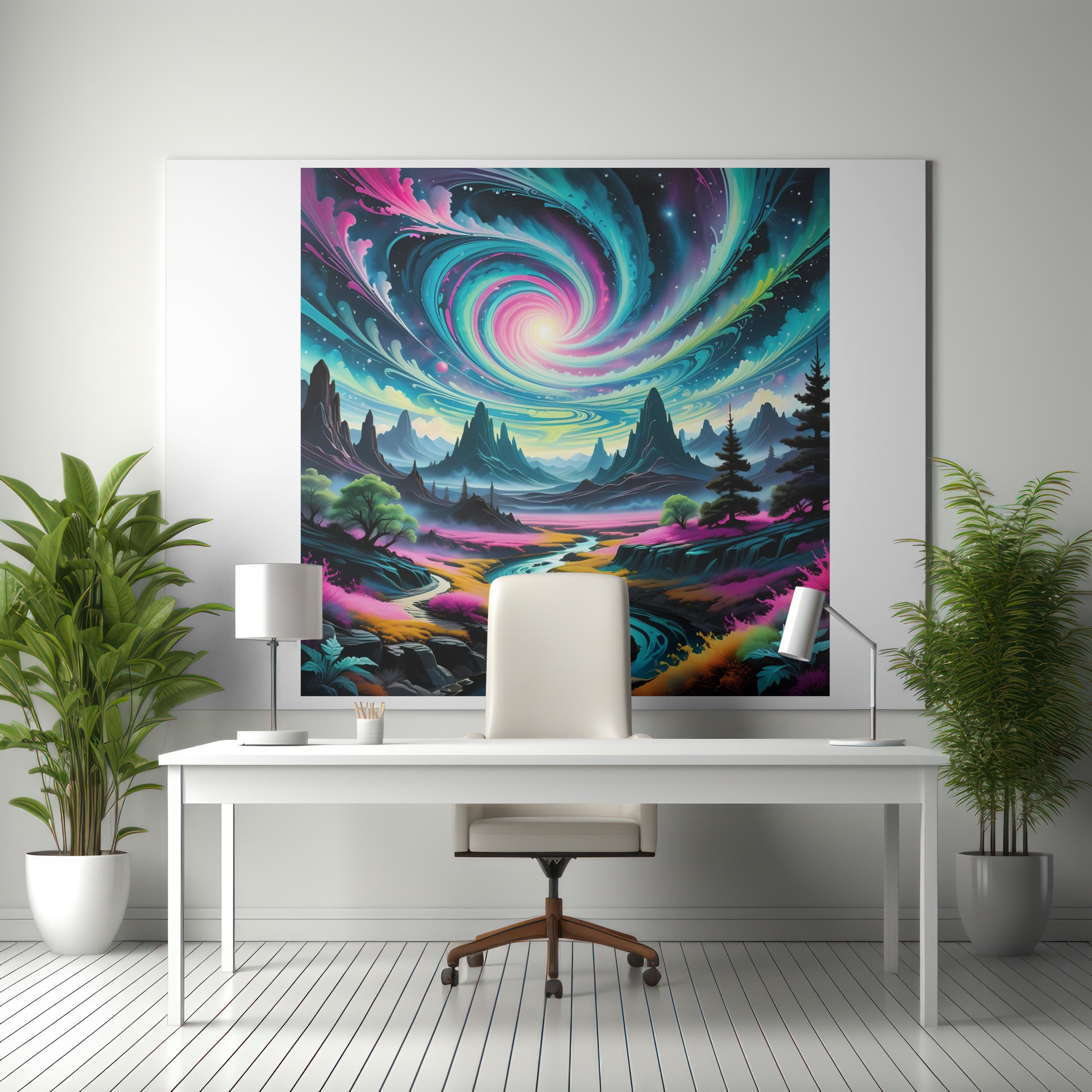 Surreal Galaxy Landscape Poster: Vibrant Cosmic Wall Art - Etsy