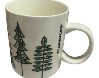 Starbucks 2015 Holiday Christmas Tree Coffee Green White Mug 12oz Cup - Etsy