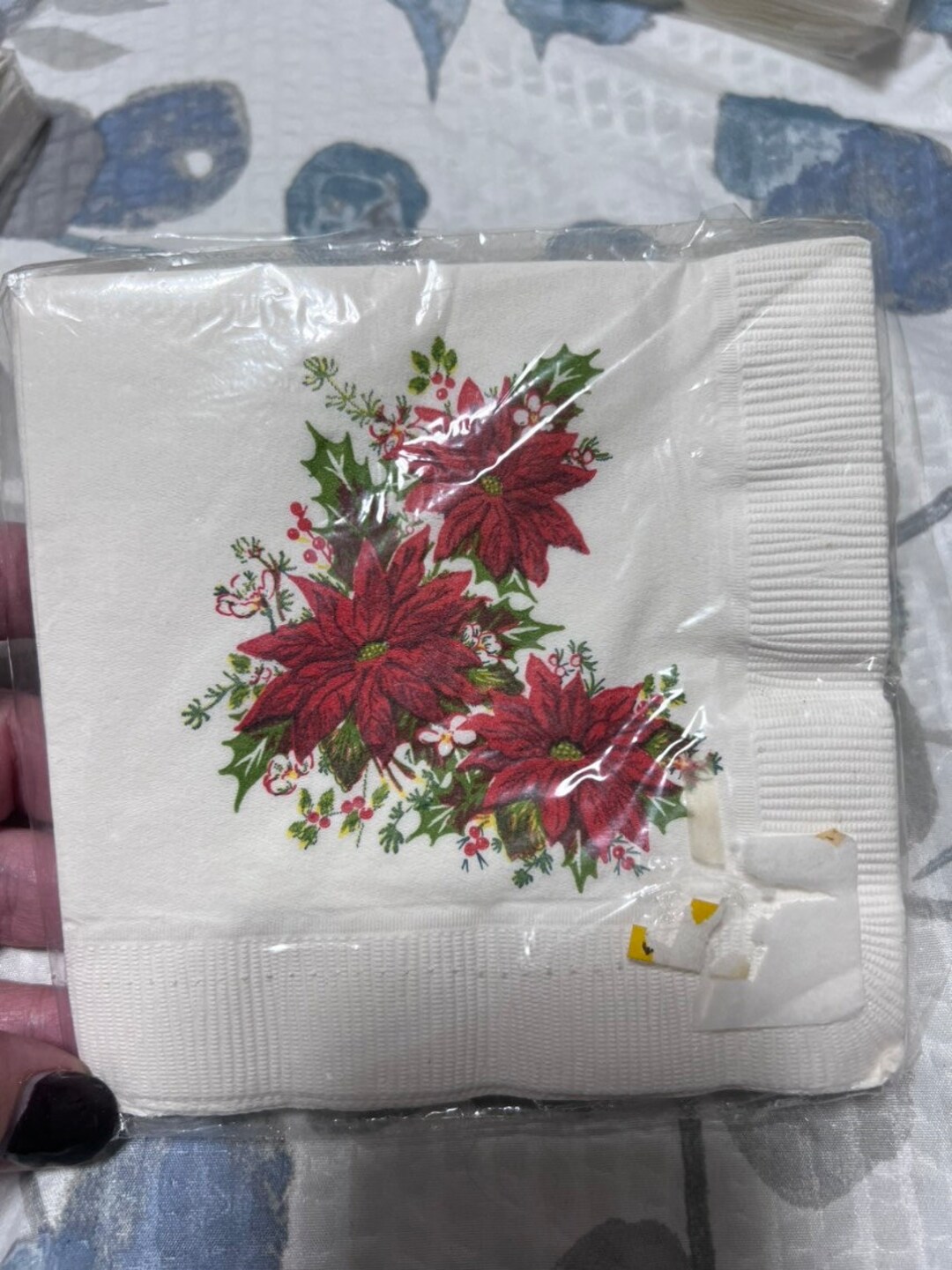 Vintage Cocktail Napkins Christmas Pointsettia Etsy