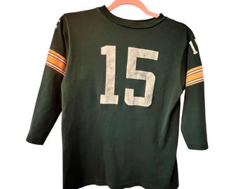 Vintage Women’s Large Green Bay Packers 15 Bart Starr 3/4 Sleeve T-Shirt RARE