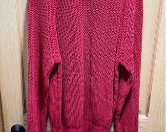 Vintage Medium 1990’s Gap Cable-knit Crewneck Sweater Heavy Red