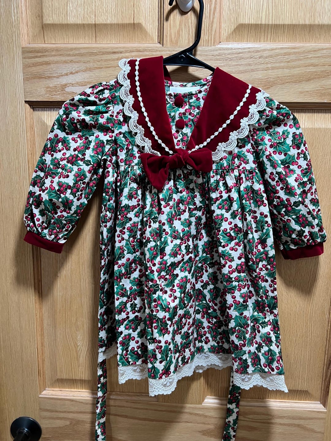 thumbnail image 2 of Bonnie Jean Girls Christmas Dress - Red Green Gold Striped Holiday Dress 2 of 9