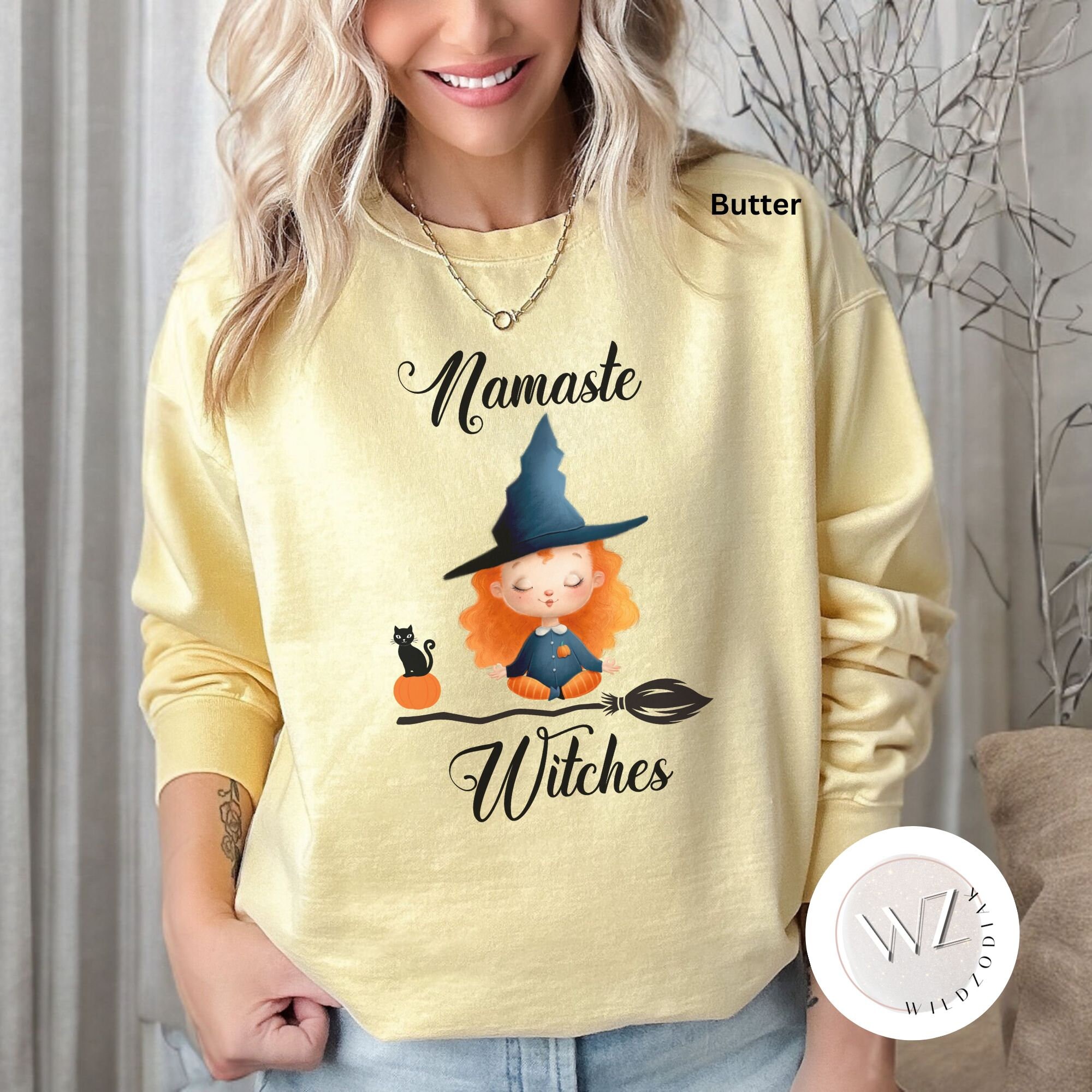 Discover ,  Color Sweatshirts, Namaste Witches Sweatshirt, Cute Witch Shirt, Halloween Theme Sweatshirt, Everyday Sweatshirt