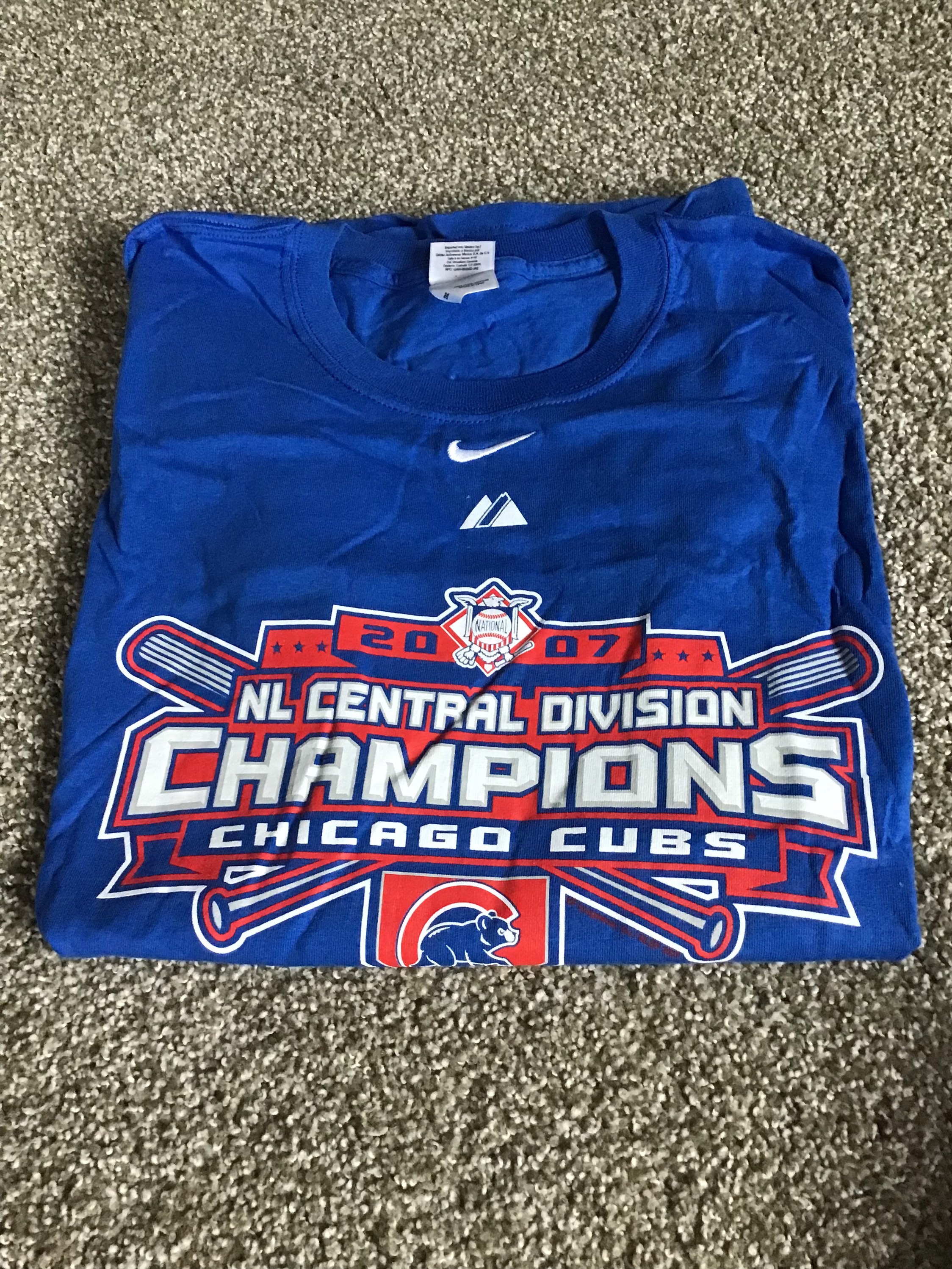 BRANDWEIN14 Chicago Cubs 2007 NL Central Division Champions Blue Shirt XXL Brand New Great Item Awesome Rare Last One