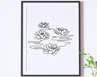 Water Lilies Drawing Etsy