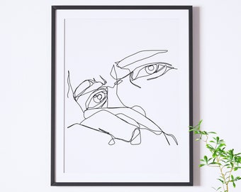 Bo Burnham Inside All Eyes On Me Minimalist one line drawing digital download printable comedy depression aesthetic apartment wall decor