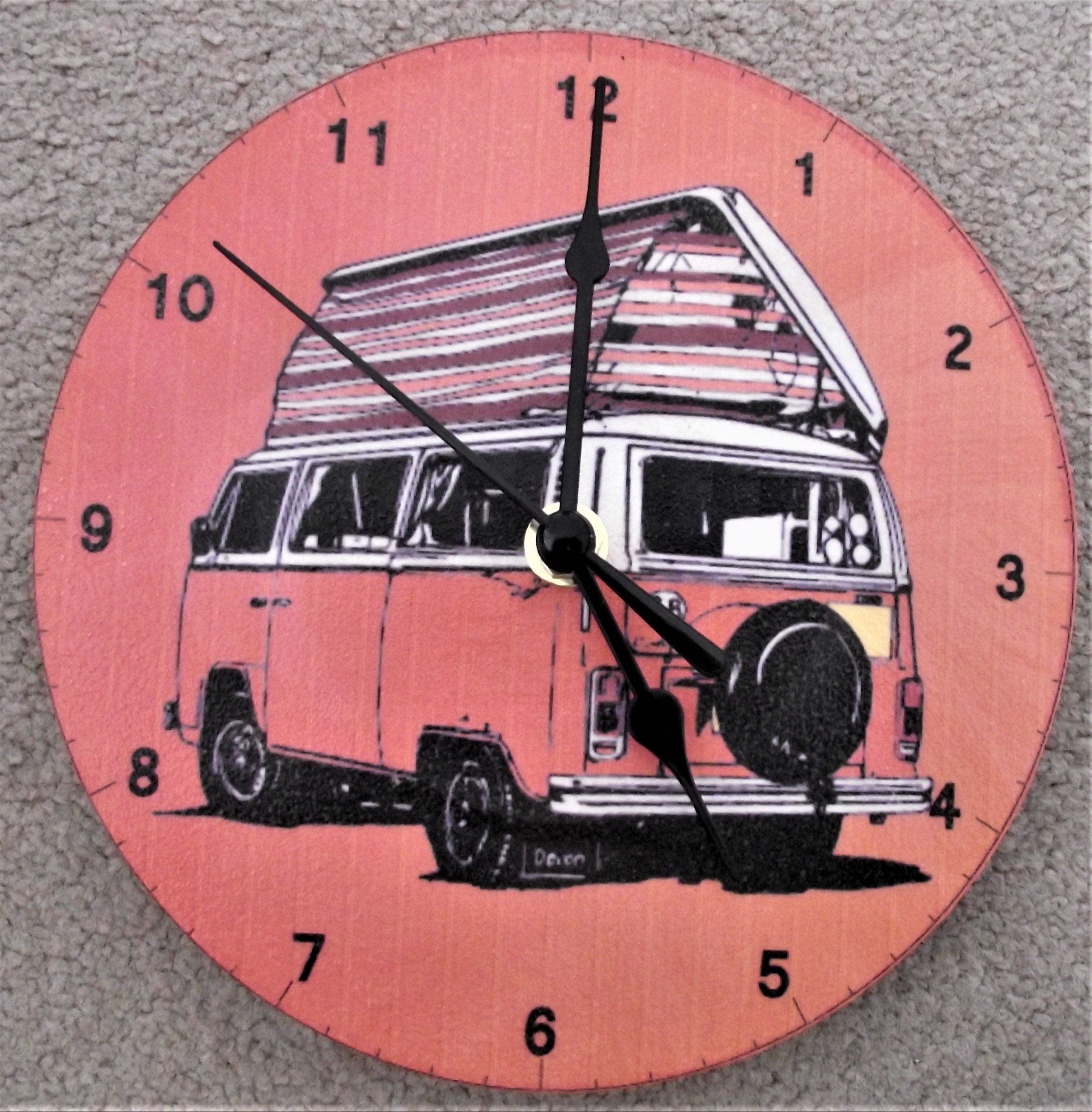 Cool VW Camper Van 7" Wall Clock UPCYCLED 