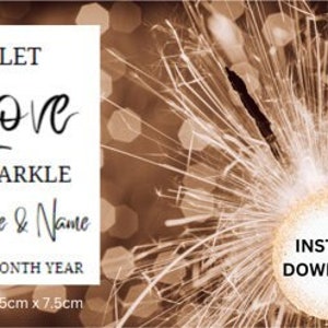 Wedding Sparkler Tag Template, Let Love Sparkle, Wedding Send Off, Sparkler Tags, Elegant, Editable Tags, Printable, INSTANT Download, Canva