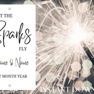 Wedding Sparkler Tag Template, Let The Sparks Fly , Wedding Send Off, Sparkler Tags, Elegant, Editable Tags, Printable, INSTANT Download