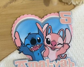 S&A Cake Topper | Blue Stitch | Stitch Inspired | Angel | Heart Shape | 3D Cake Topper