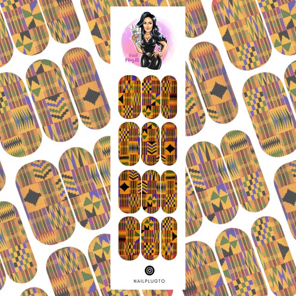 African Wax Print Nail Decals - Waterslide Decals - Nail Art - Nail Stickers