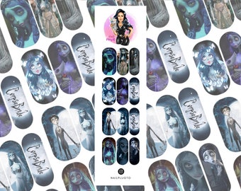 Corpse Bride Nail Decals - Waterslide Decals - Nail Art - Nail Stickers