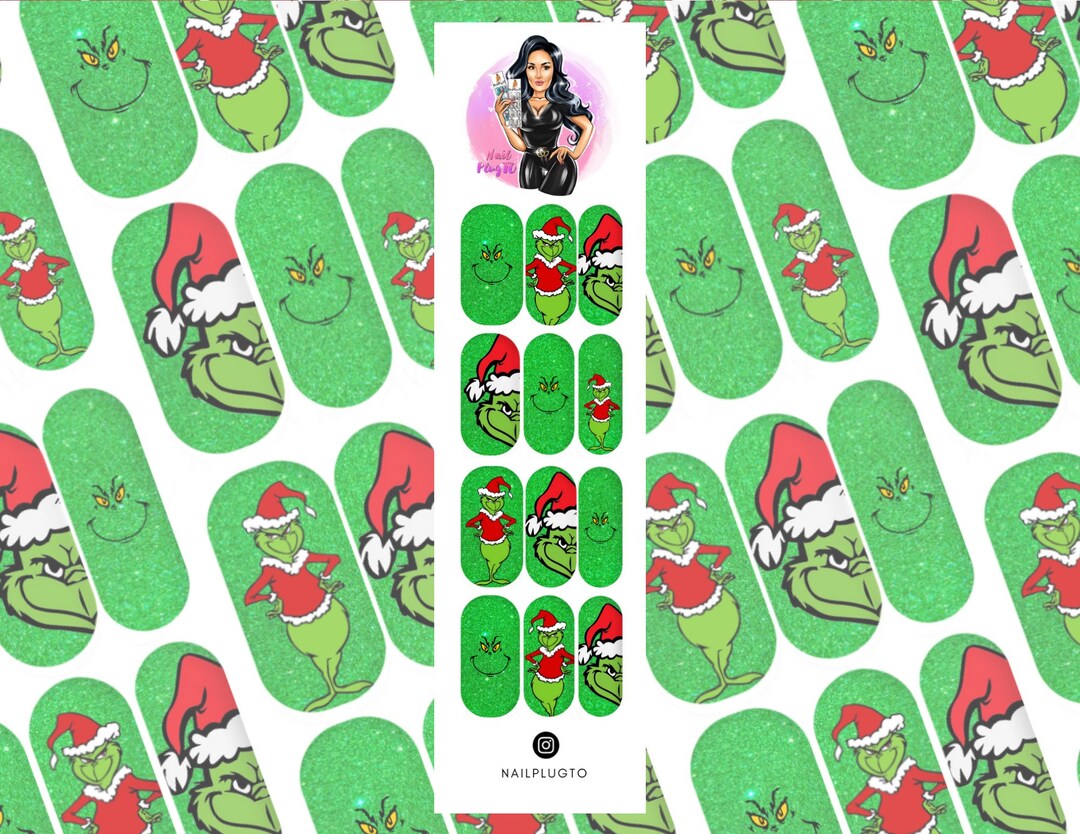 10. Grinch nail decals and stickers - wide 4