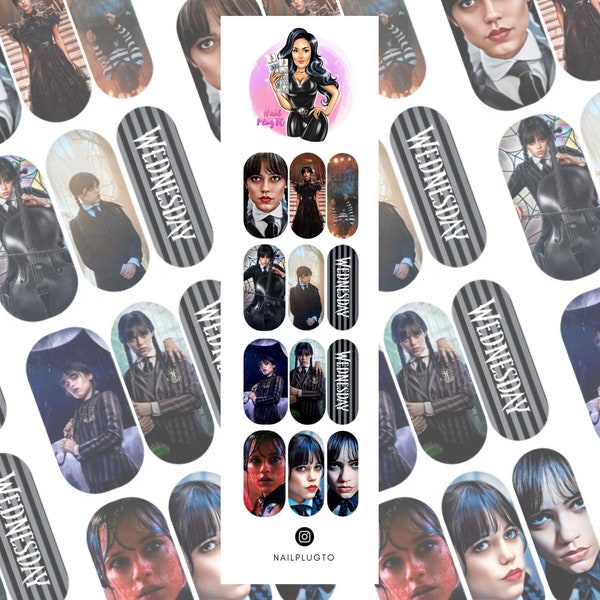 Wednesday Nail Decals - Waterslide Decals - Nail Art - Nail Stickers