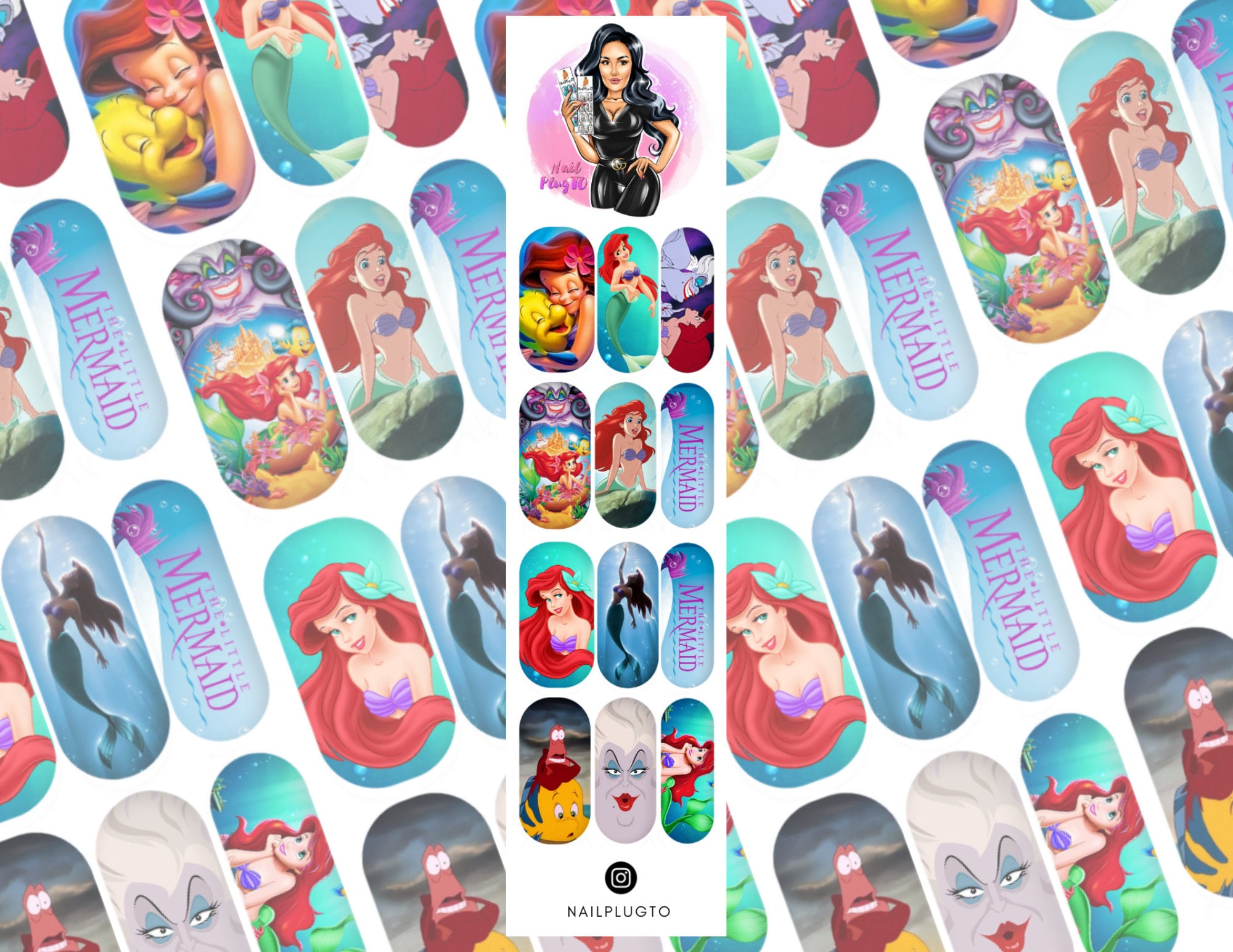 The Little Mermaid Nail Decals Waterslide Decals Nail Art Etsy