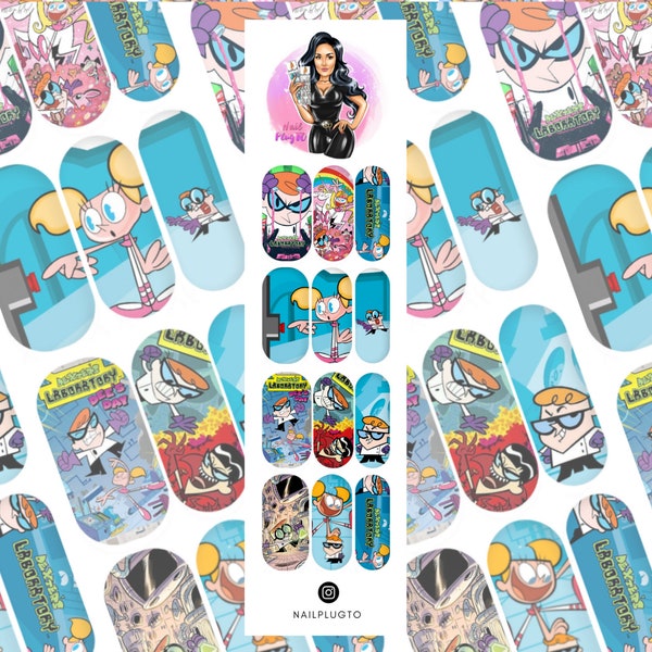 Dexters Laboratory Nail Decals - Waterslide Decals - Nail Art - Nail Stickers