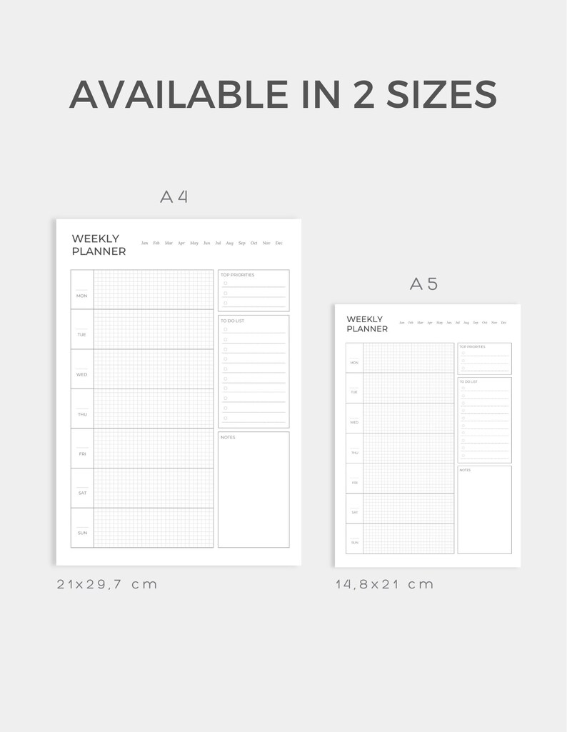 Minimalist Weekly Planner, Weekly Desk Planner, Printable/digital