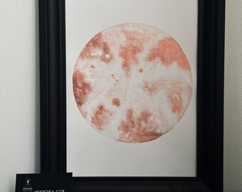 Aquarelle lunaire terre rouge