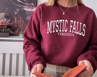 Mystic Falls Virginia Sweatshirt | weinrot | unisex | Pullover | Pulli | Vampir Fan | Oberteil