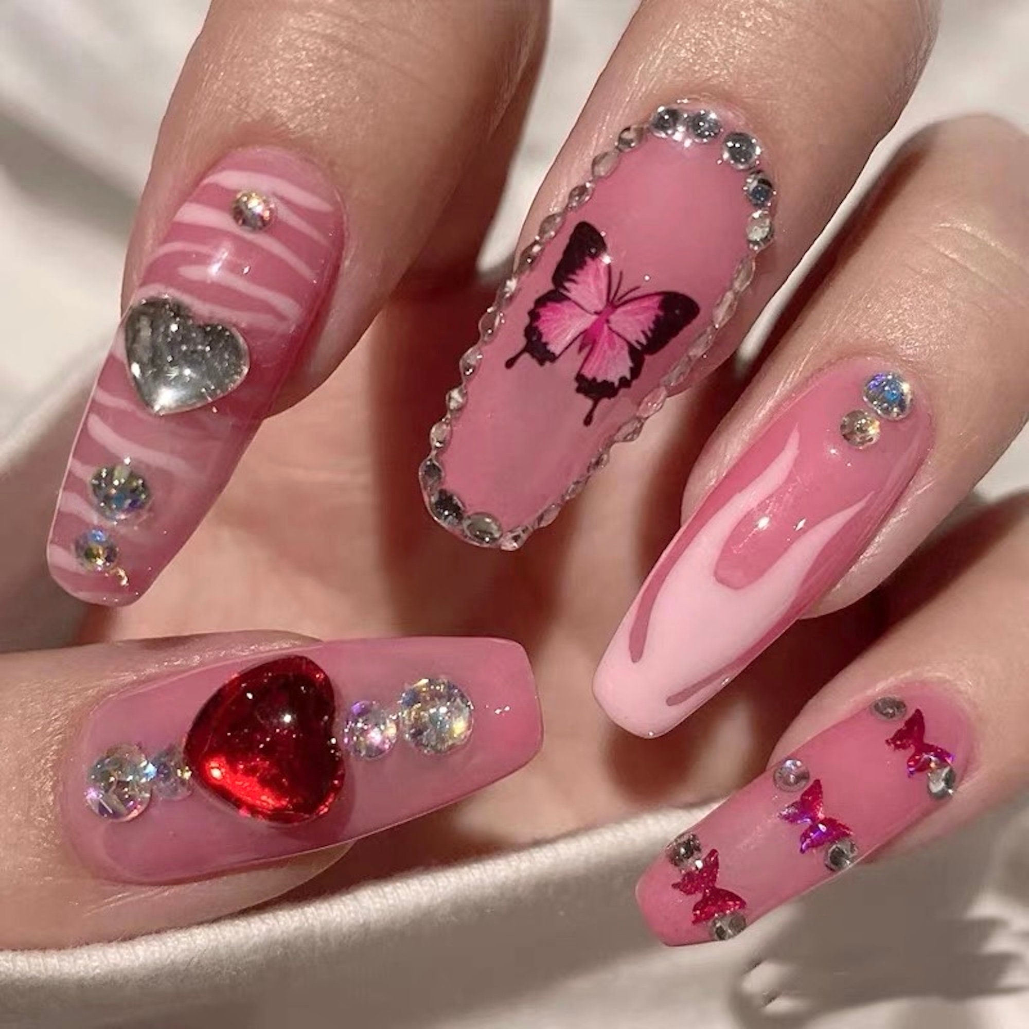 Y2k Pink Nails - Etsy