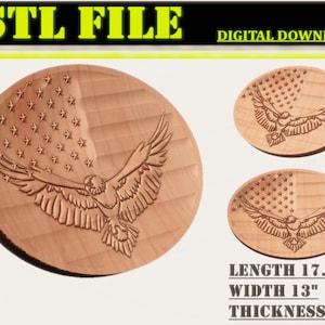 3D STL File for CNC Router, Eagle American Flag STL File for Cnc Routing, Rendering of a American Flag, Eagle & American Flag 3D Milling