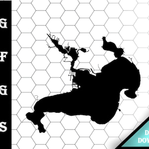 Cass Lake Michigan Map Silhouette Shape svg dxf pdf eps crv vector graphic design, Laser File, Screen Printing File