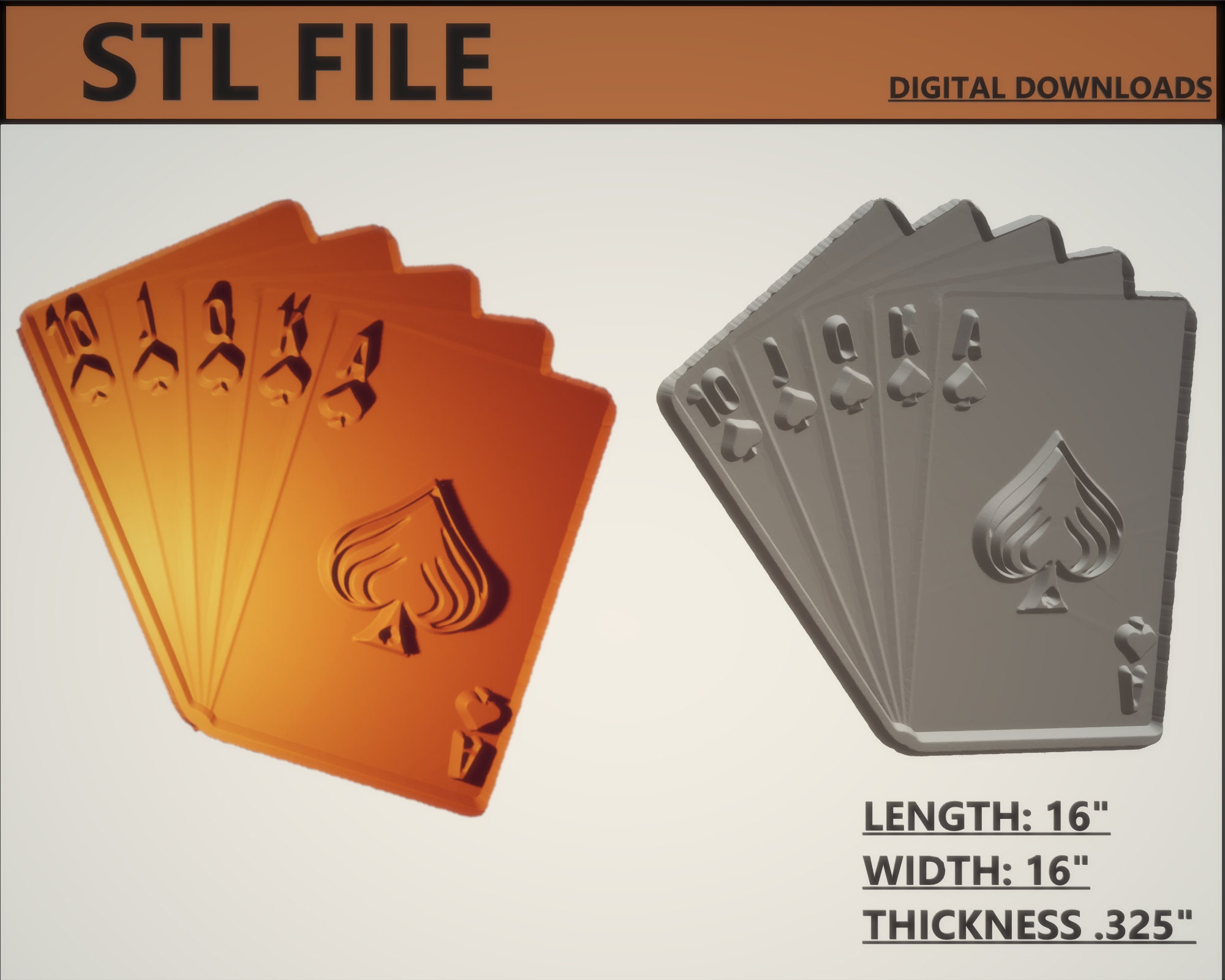 3D STL File for CNC Router, Poker Hand STL File for Cnc Routing ...