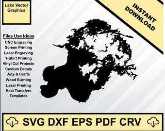 Lake of the Woods Minnesota Map Silhouette Shape svg dxf pdf eps crv vector graphic design, Laser File, Screen Printing File, CNC Cut File
