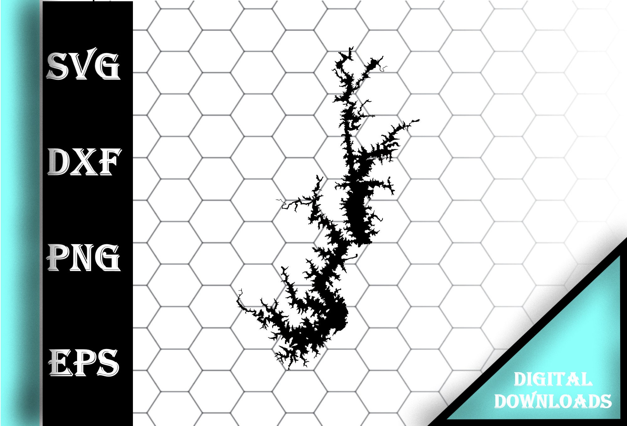 Lake Keowee South Carolina Map Silhouette Shape Svg Dxf Pdf Etsy