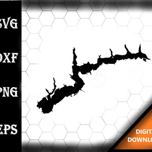 Atwood Lake Ohio Map Silhouette Shape svg dxf pdf eps crv vector graphic design, Laser File, Screen Printing File