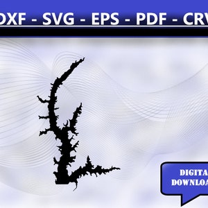 Big Creek Lake Alabama kaart silhouet vorm svg dxf pdf eps crv vector grafisch ontwerp, laser bestand, zeefdruk bestand