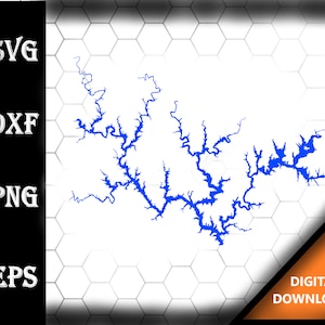 Lewis Smith Lake Alabama Kaart svg dxf pdf eps crv vector grafisch ontwerp, Laser Bestand, Screen Printing File, CNC Cut File