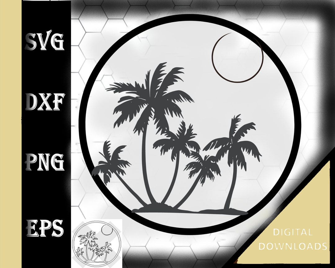 Palm Trees SVG Graphic Svg Dxf Pdf Eps Crv Vector Graphic Design, Laser