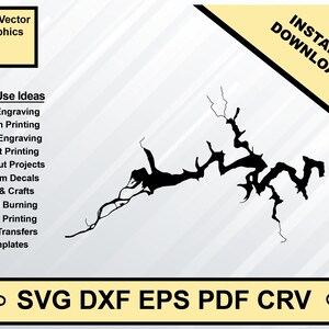 Lake Adger North Carolina Map Silhouette Shape svg dxf pdf eps crv vector graphic design, Laser File, Screen Printing File