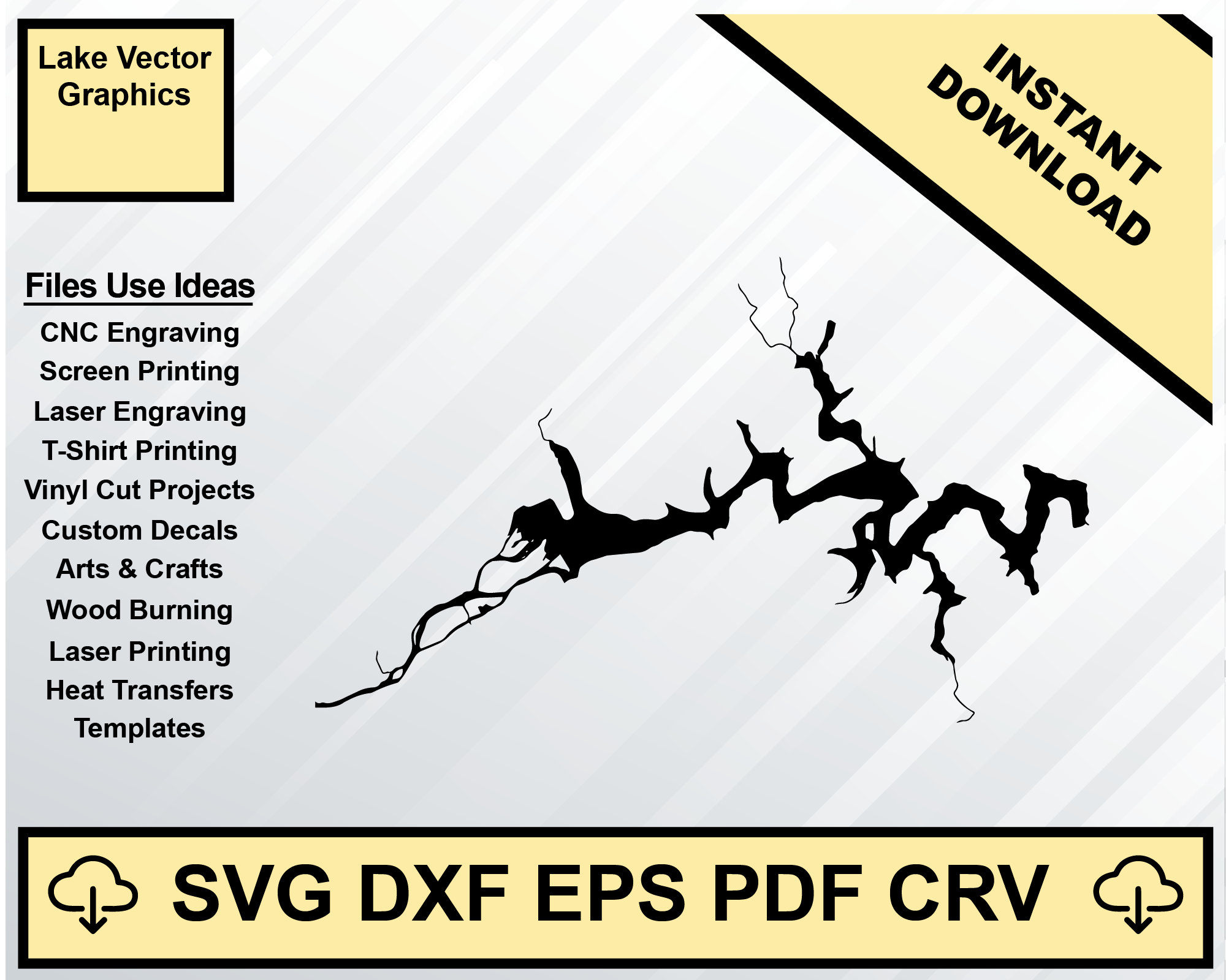 Lake Adger North Carolina Map Silhouette Shape Svg Dxf Pdf Eps Crv