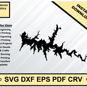 Cedar Creek Reservoir Alabama Mapa Silhueta Forma svg dxf pdf eps crv design gráfico vetorial, arquivo a laser, arquivo de impressão de tela