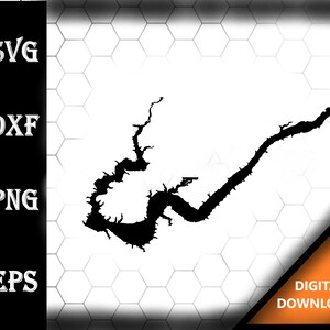Clinton Lake Illinois Map Silhouette Shape svg dxf pdf eps crv vector graphic design, Laser File, Screen Printing File