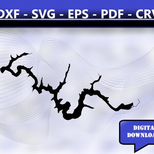 Clendening Lake Ohio Map Silhouette Shape svg dxf pdf eps crv vector graphic design, Laser File, Screen Printing File
