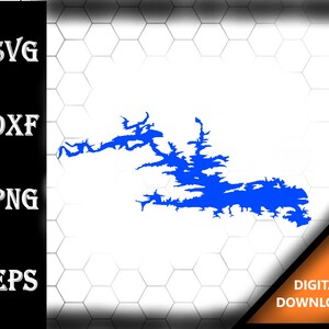 DeGray Lake Arkansas Map Silhouette Shape svg dxf pdf eps crv vector graphic design, Laser File, Screen Printing File