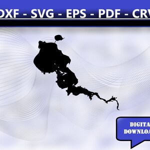 Spooner Lake Map Silhouette Shape svg dxf pdf eps crv vector graphic design, Laser File, Screen Printing File