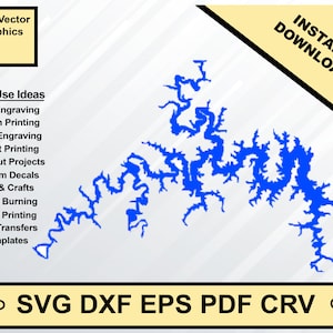Table Rock See Karte svg dxf pdf eps crv Vektor Grafik Design, Laser Datei, Siebdruck Datei, CNC Cut File