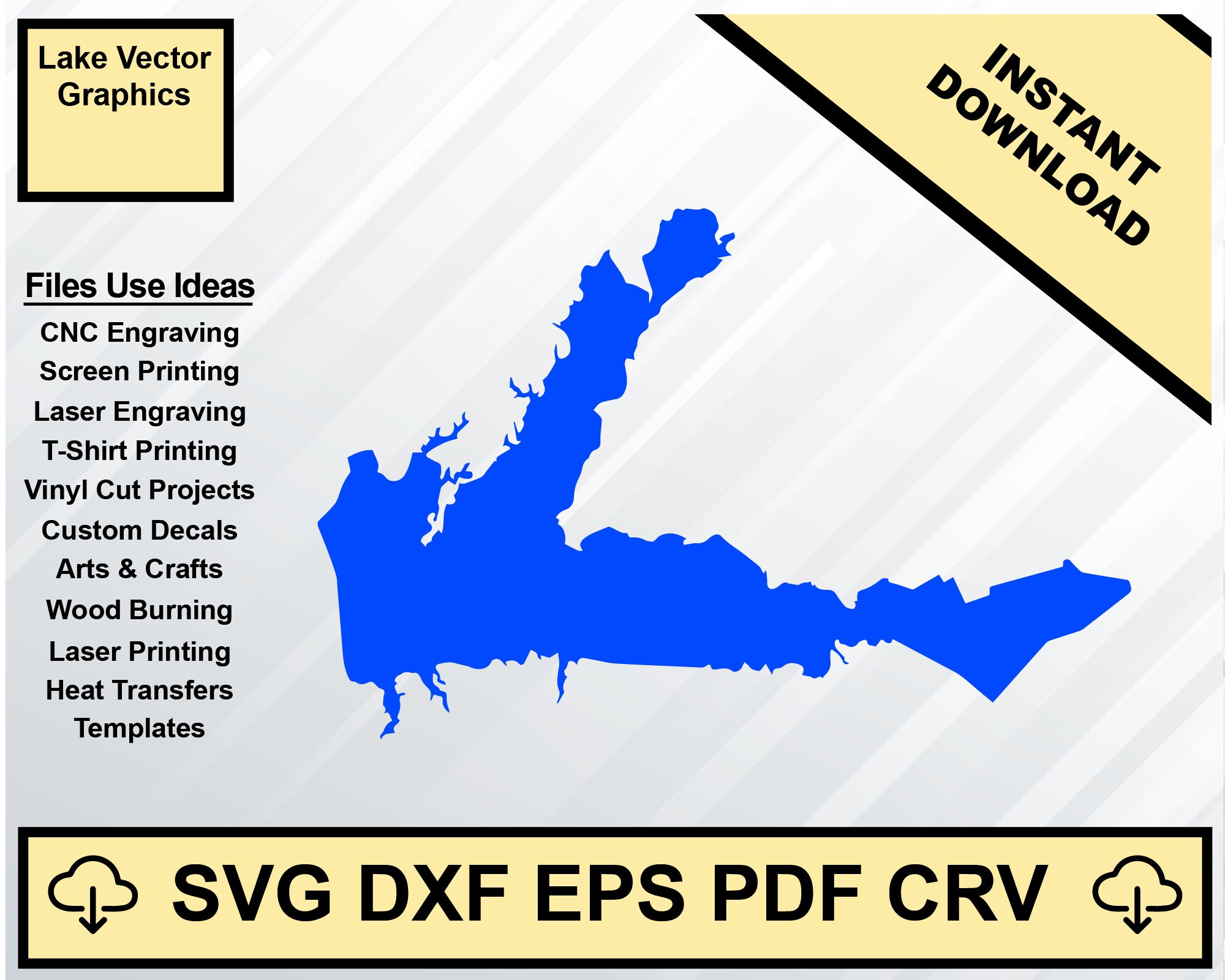 Grenada Lake Mississippi Map Silhouette Shape Svg Dxf Pdf Eps Crv