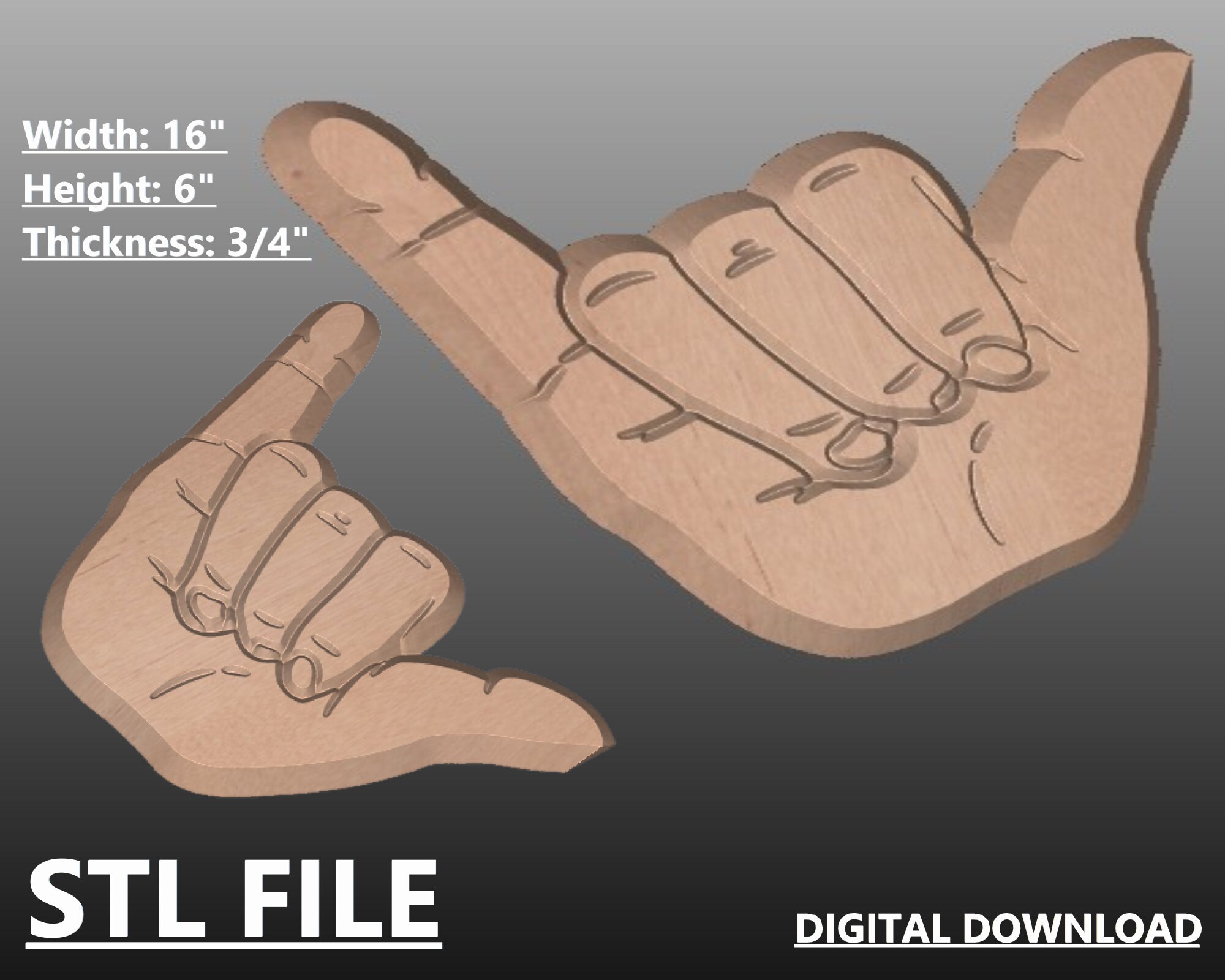 3D Render STL File for CNC Router, STL Engraving File for a Hand ...