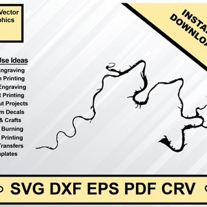 Branson Lake Missouri Map Silhouette Shape svg dxf pdf eps crv vector graphic design, Laser File, Screen Printing File