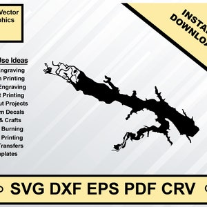 Lake Red Rock Iowa carte Silhouette forme svg dxf pdf eps crv conception graphique vectorielle, fichier Laser, fichier de sérigraphie
