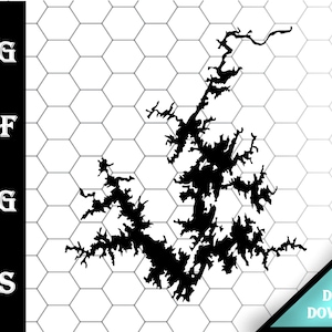 Lake Martin Alabama kaart silhouet vorm svg dxf pdf eps crv vector grafisch ontwerp, laser bestand, zeefdruk bestand