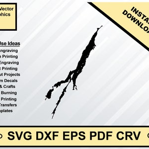 Indian Lake New York carte Silhouette forme svg dxf pdf eps crv conception graphique vectorielle, fichier Laser, fichier de sérigraphie