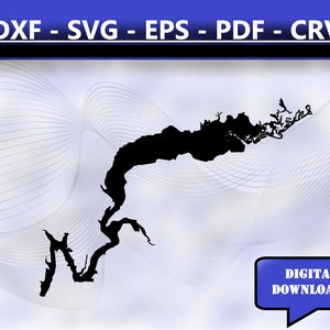 Gantt Lake Alabama Karte Silhouette Form svg dxf pdf eps crv Vektor Grafikdesign, Laser Datei, Siebdruck Datei